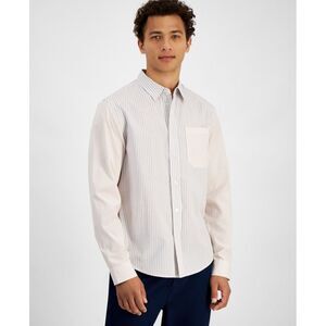 And Now This Shirt Mens XL Biscuit Regular‎ Fit Stripe Button Up Long Sleeve